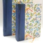 Diari in carta a mano di Amalfi e copertina rivestita in carta fiorentina ed inserti di pelle blu