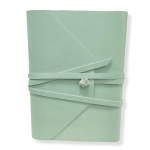 Light blue leather journal with ivory Amalfi paper inside pages.