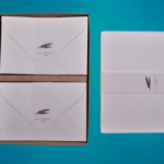 Box with Amalfi handmade paper wedding invitation.