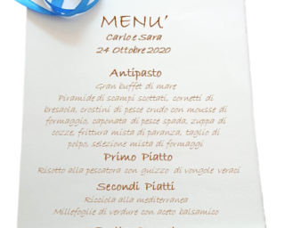 Menù per matrimonio in carta a mano di Amalfi stampato su foglio A4