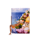 Quaderno in carta a mano di Amalfi e copertina personalizzata con la veduta della spiaggia di Positano.