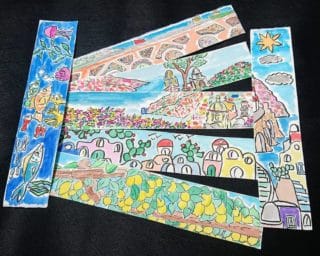 Segnaposto matrimonio- Segnalibro in carta di Amalfi con illustrazioni della costiera amalfitana