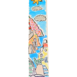 Amalfi paper bookmark painted in watercolor with a view of the town of Amalfi.