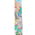 Handmade paper bookmark of Amalfi with illustration representing the view of the village of Atrani.