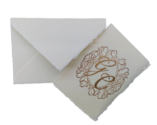 Segnaposto per ricevimento matrimonio in carta di Amalfi personalizzato con iniziali
