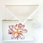 Placeholder and envelope in Amalfi handmade paper with decoration of a purple Dahlia