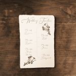 Ivory-colored Amalfi paper timeline. Size 11.5* 17.5 centimeters.