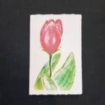 Biglietti matrimonio con tulipani dipinti ad acquerello su carta di Amalfi da Lo Scrigno di Santa Chiara