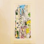 Dipinti su carta di amalfi realizzati da Lo Scrigno di Santa Chiara. Questa illustrazione rappresenta uno scorcio tra i vicoli della città di Amalfi