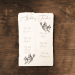 Time line in postcard-size Amalfi paper. All the details of your event reported on a highly valuable and elegant medium